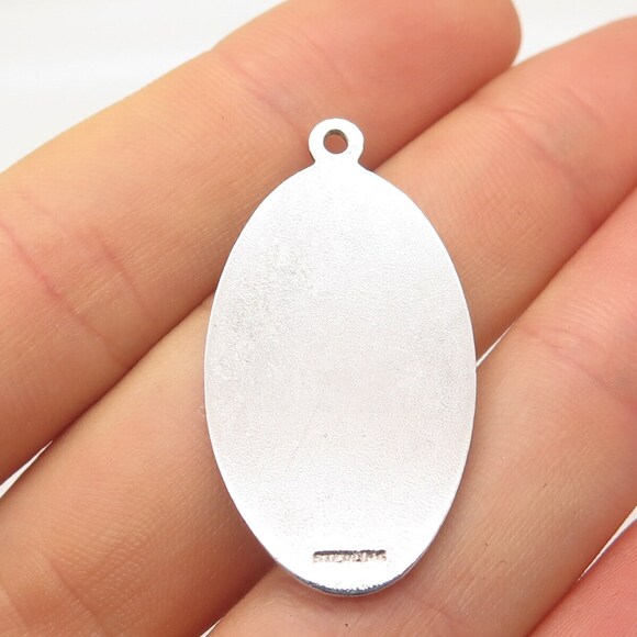 925 Sterling Silver Vintage St. Christopher Religious Oval Pendant - Picture 2 of 8